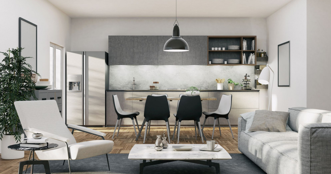 sala e cozinha integradas